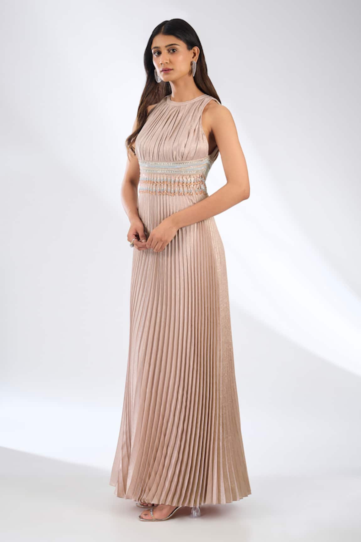 Anjali Kanwar Pleated Bead Sequin Designer Dress 
