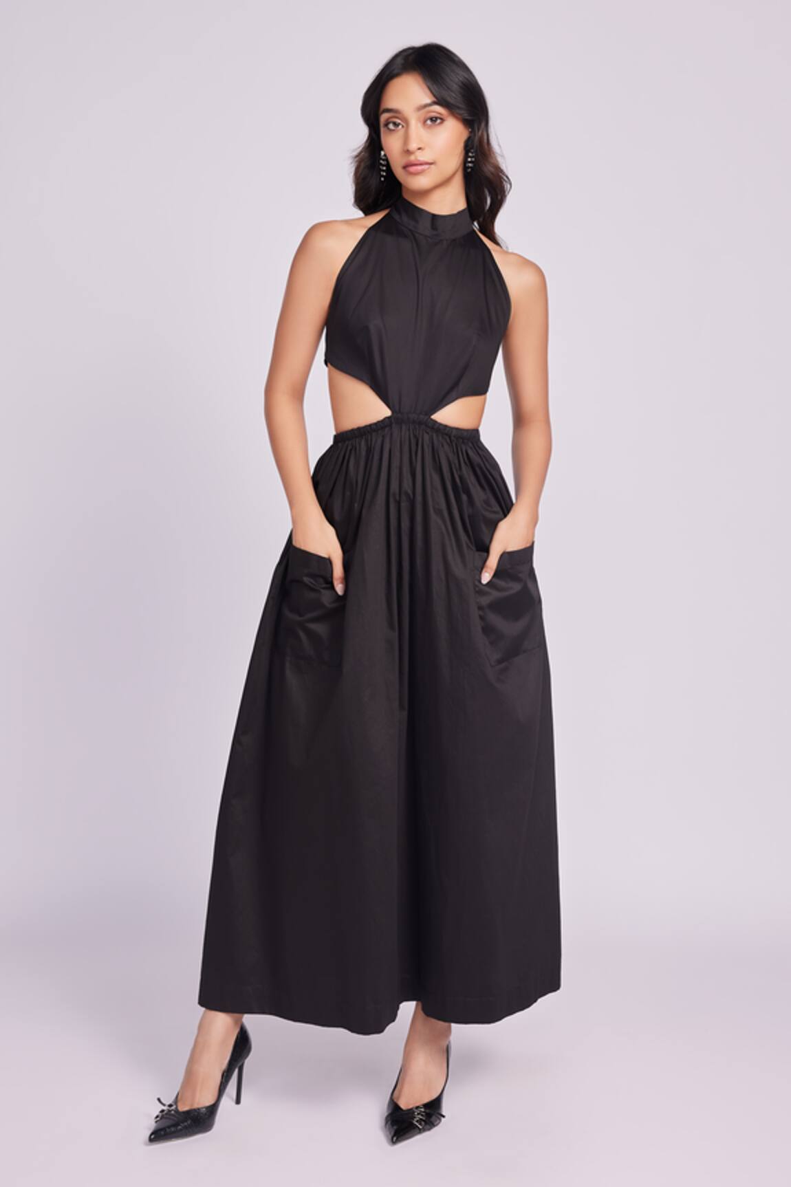 Dev And Viv Black Cut-Out Halter Neck Dress 
