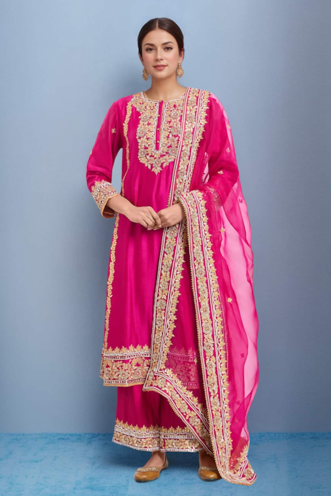 Sheetal Batra Shiza Hot Pink Embroidered Kurta Set 