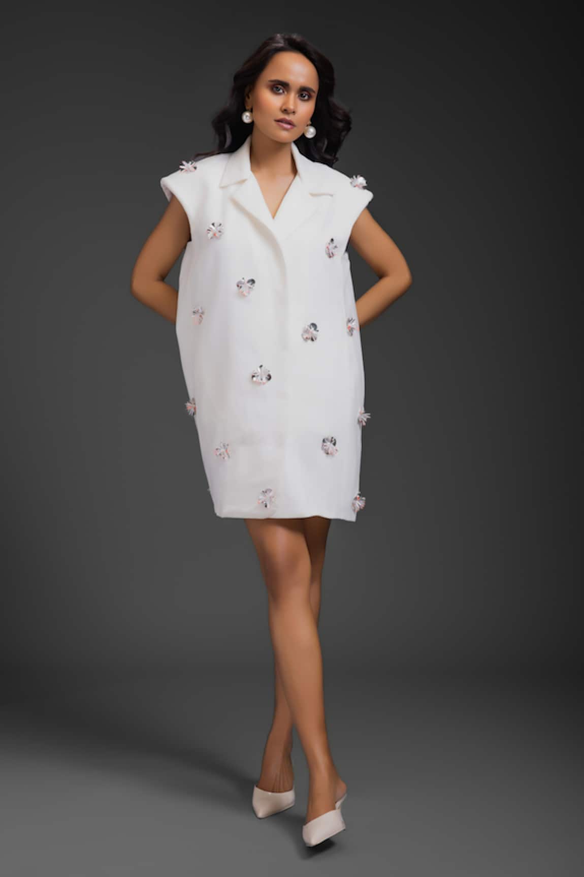 Deepika Arora White Rozella Crepe Designer Dress 