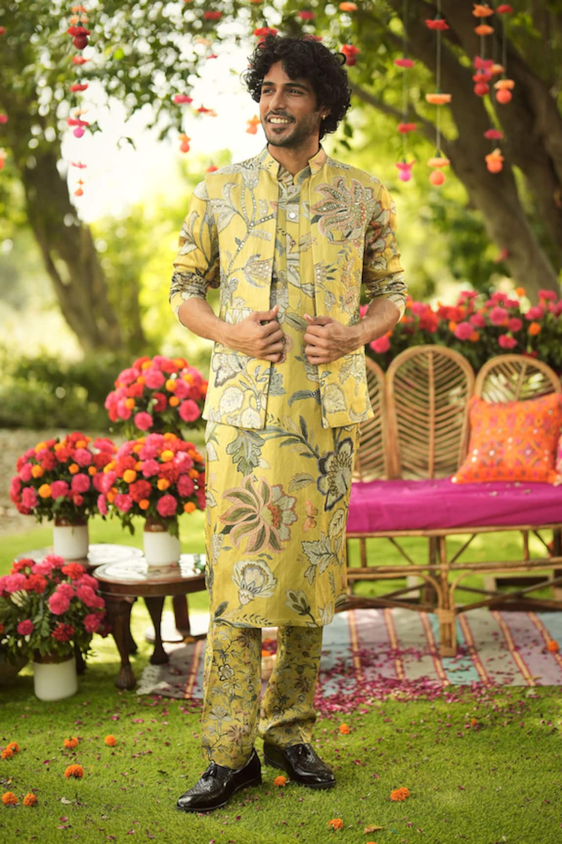 Mahima Mahajan Old Gold Designer Nehru Jacket 
