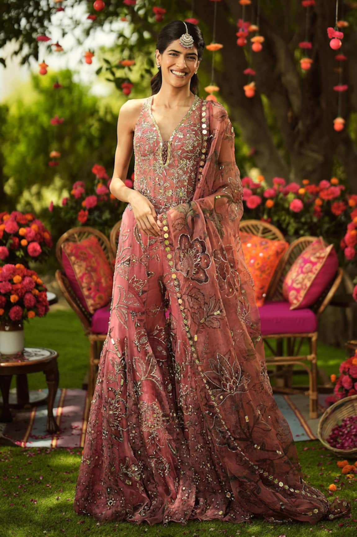 Mahima Mahajan Designer Warm Bubblegum Gharara Set 