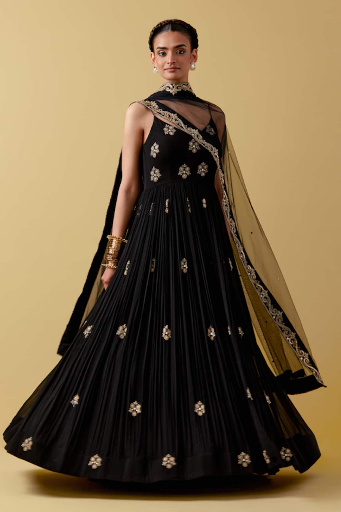 Ikshita Choudhary Black Hand Embroidered Anarkali Set 