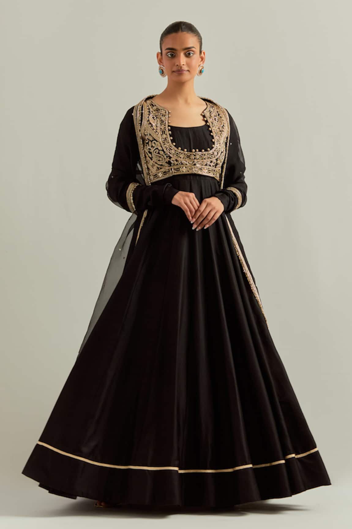Ikshita Choudhary Black Hand Embroidered Anarkali Set 