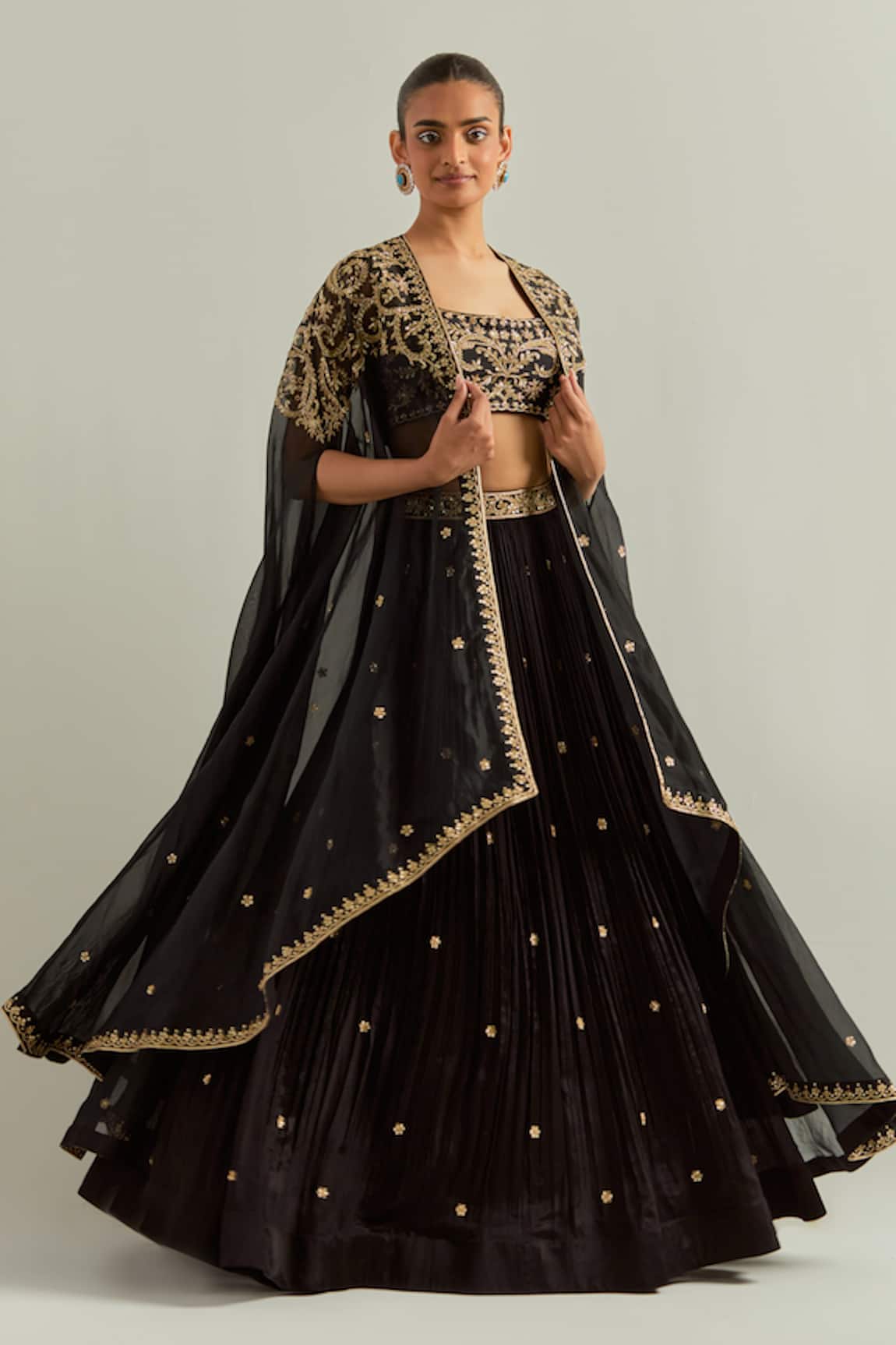 Ikshita Choudhary Black Hand Embroidered Lehenga Set 