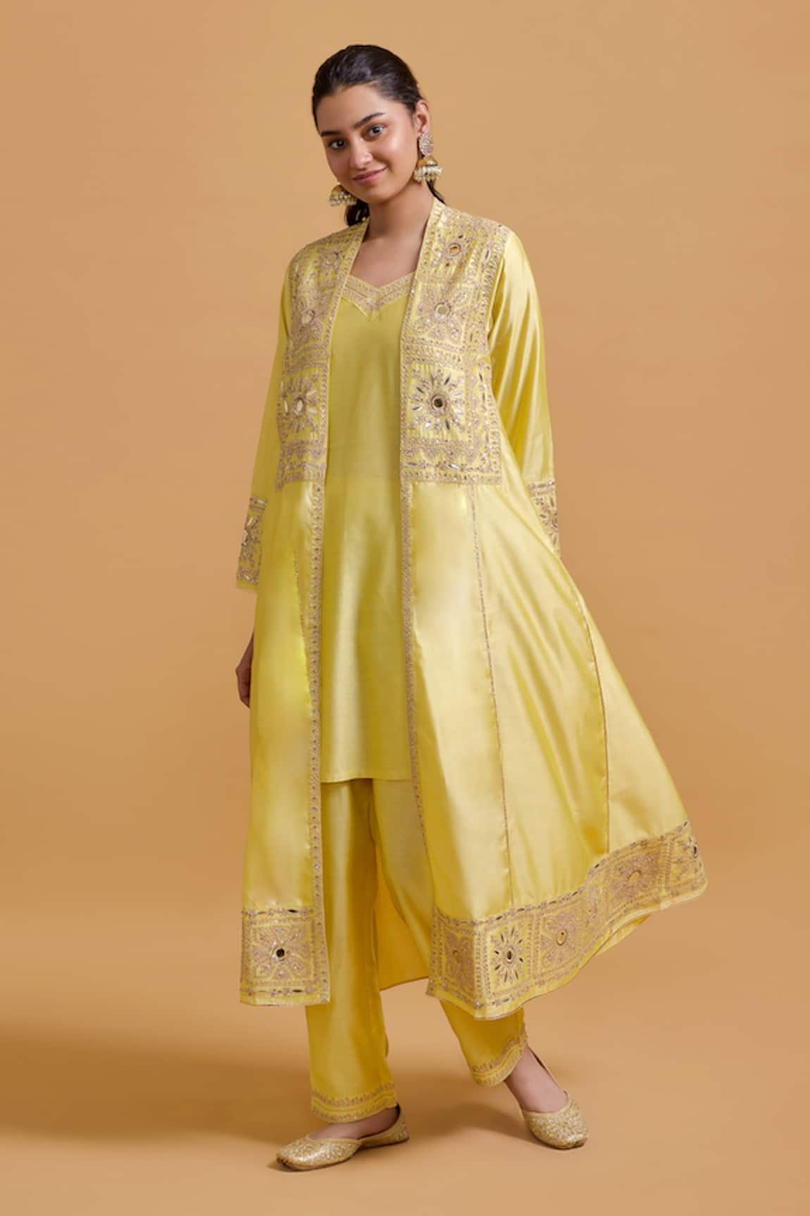 Gulabo By Abu Sandeep Yellow Modal Chanderi Kurta Set 