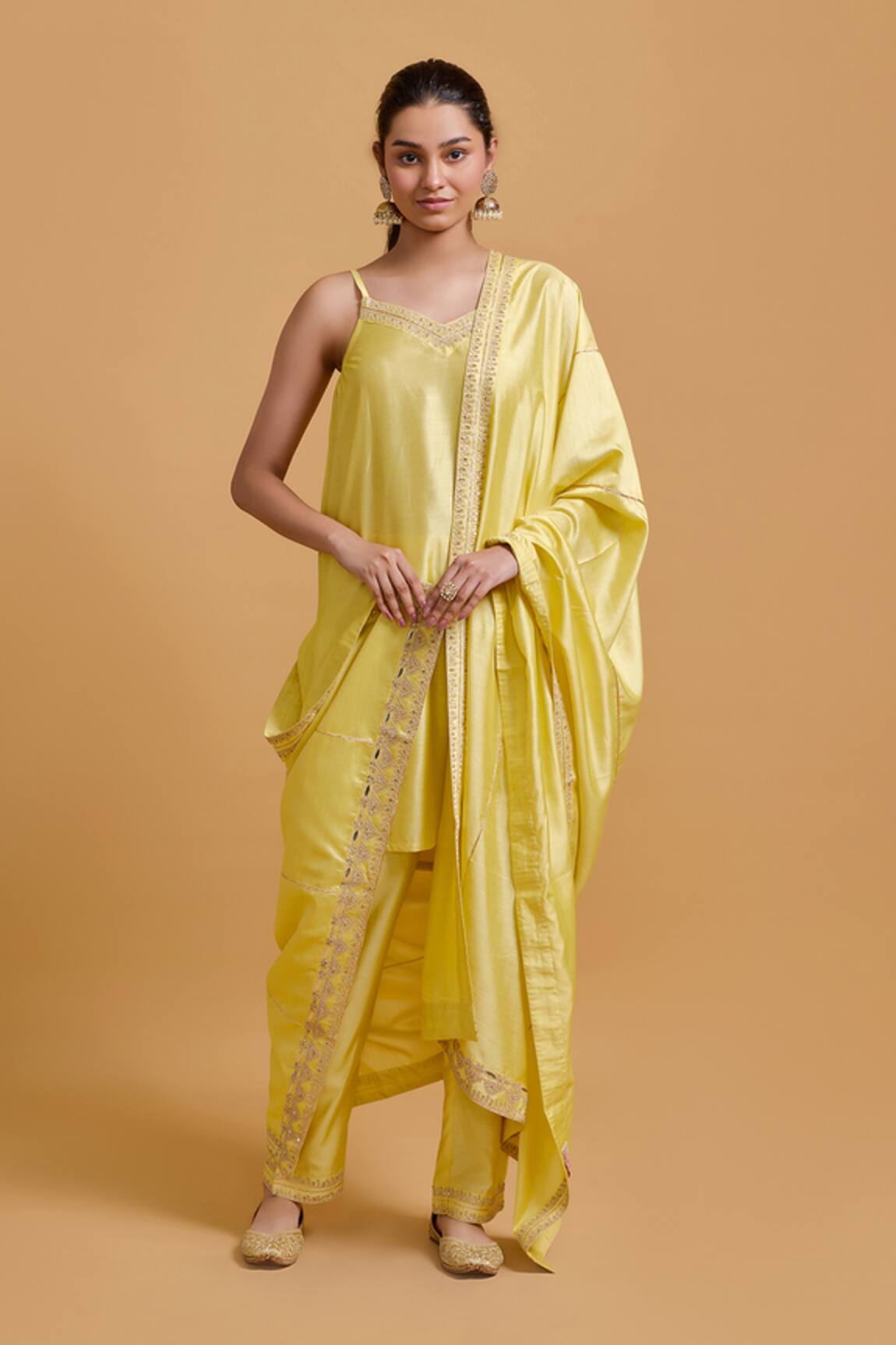 Gulabo By Abu Sandeep Yellow Modal Chanderi Dupatta 