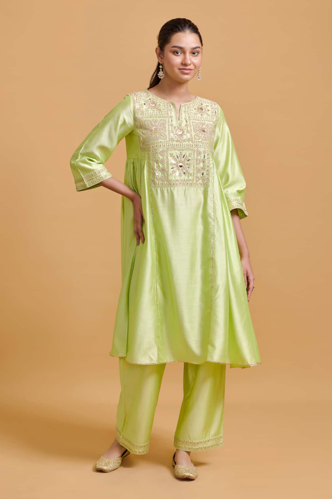 Gulabo By Abu Sandeep Pista Green Embroidered Kurta & Pant Set 