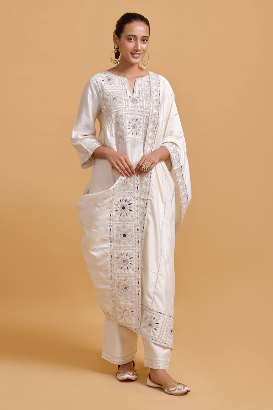Gulabo By Abu Sandeep Embroidered Modal Chanderi Dupatta 