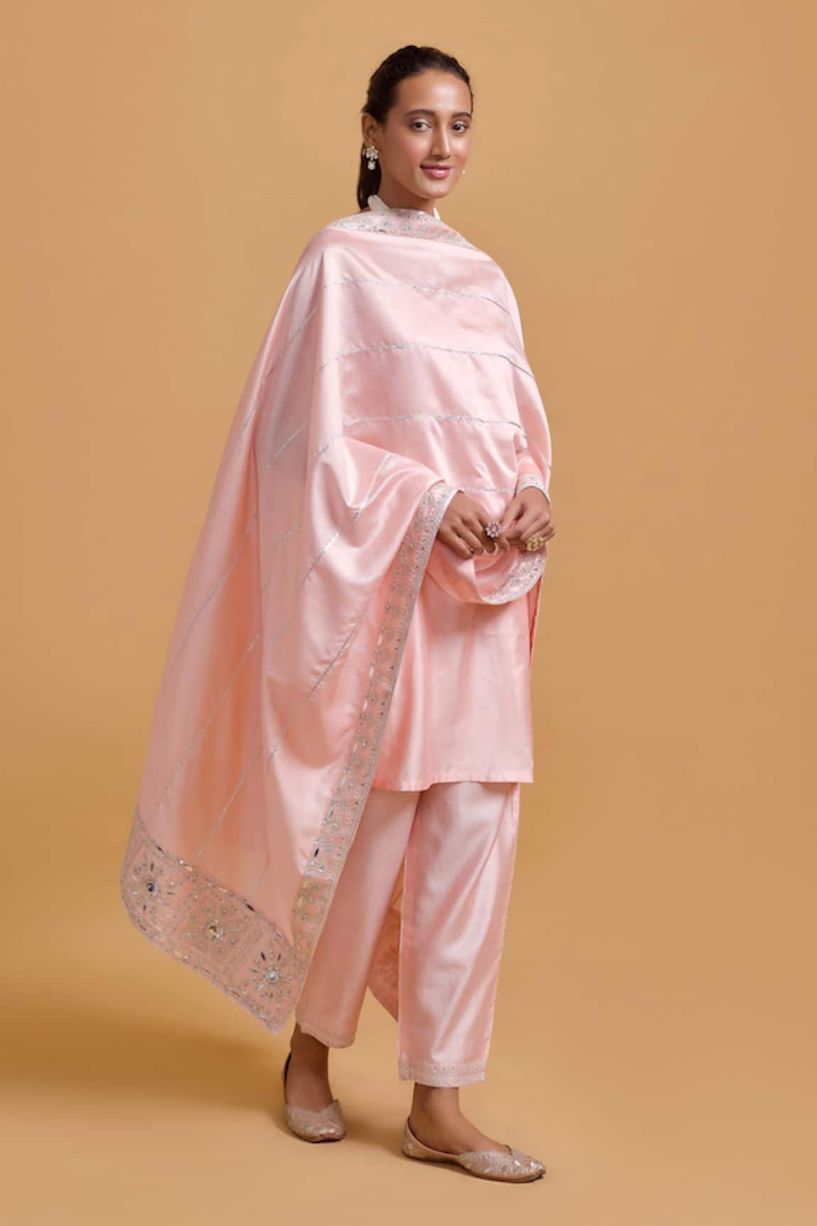 Gulabo By Abu Sandeep Pink Modal Chanderi Dupatta 