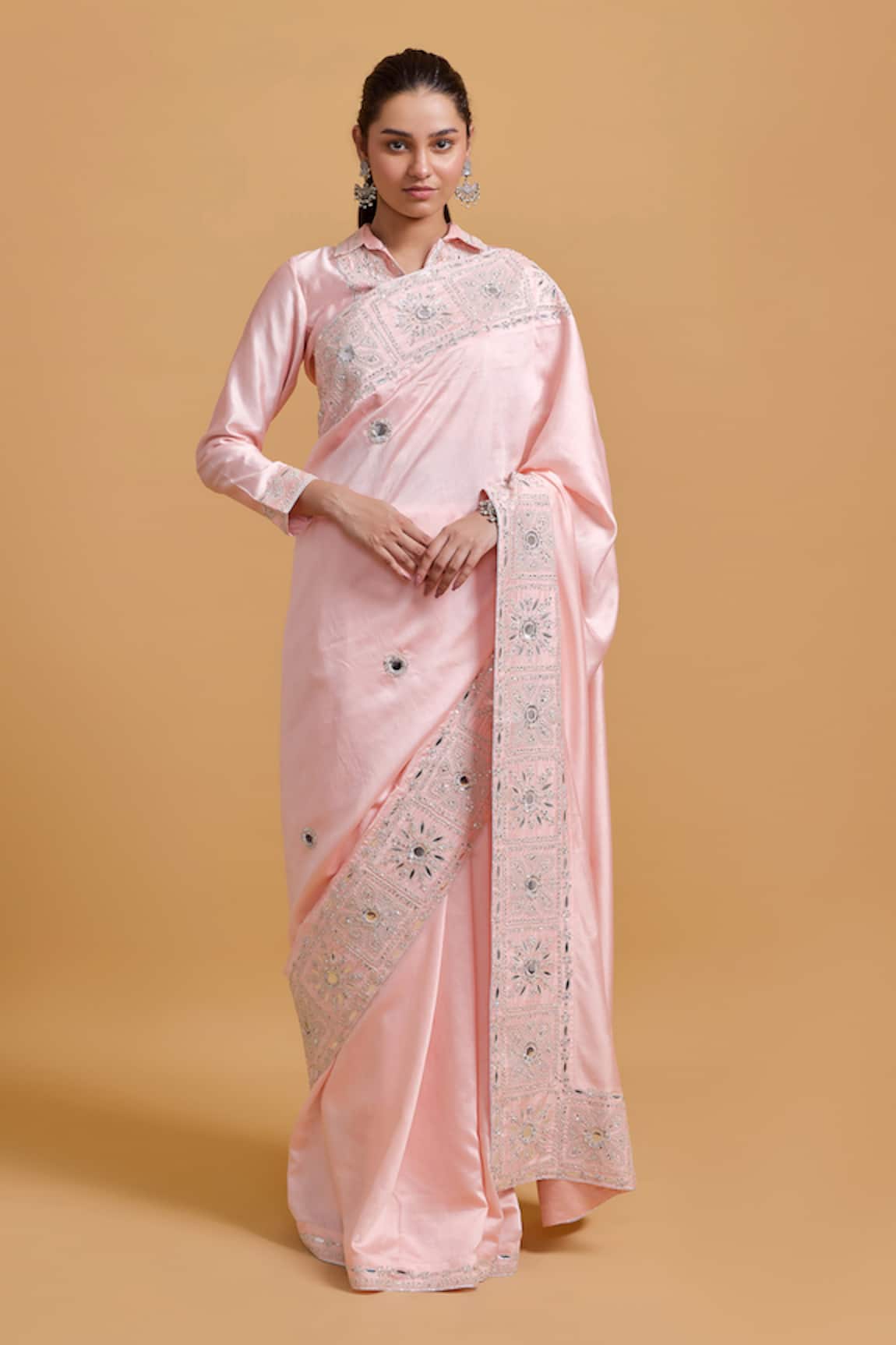 Gulabo By Abu Sandeep Designer Modal Chanderi Pink Saree 
