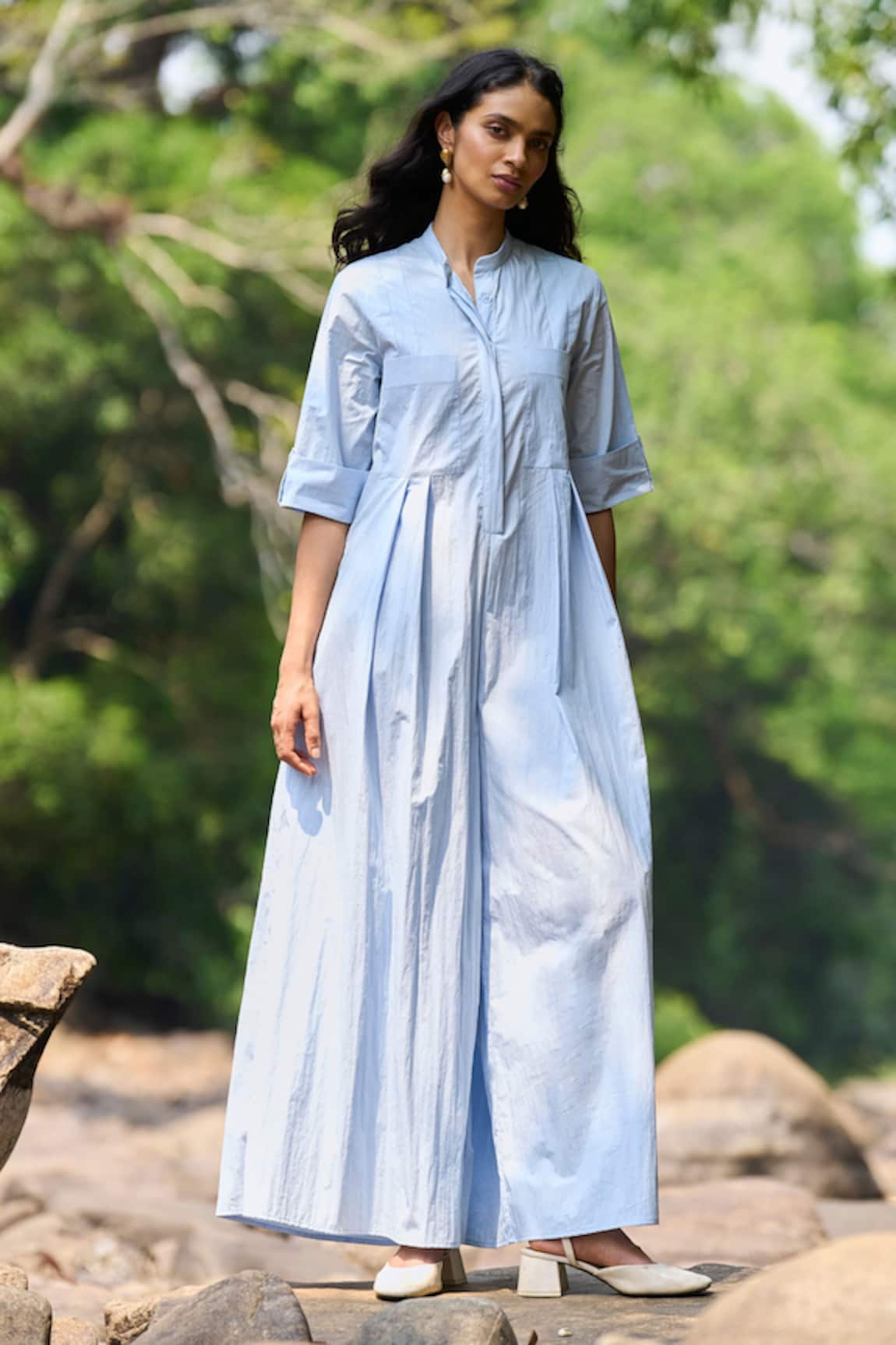 Dash And Dot Sky Blue Tailored Wide-Legged Jumpsuit 