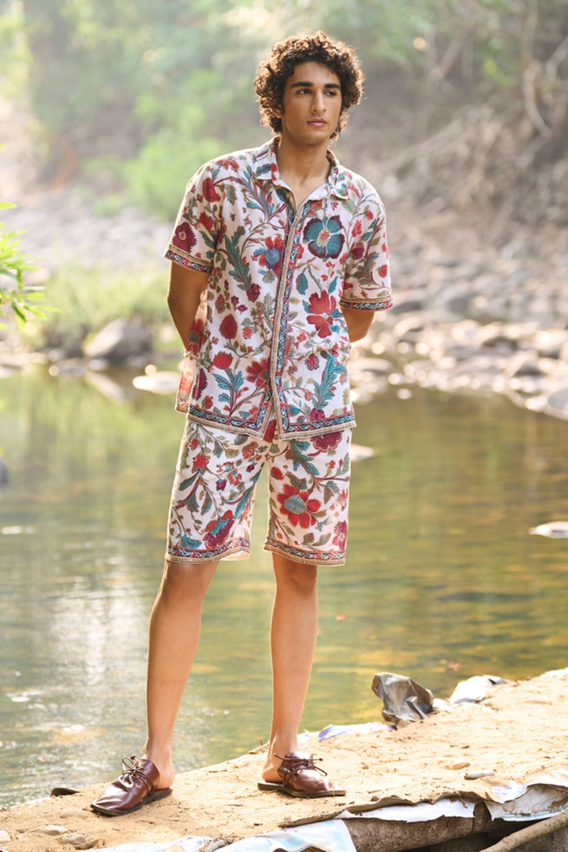 Dash And Dot Floral Print Summer Border Shorts Set 