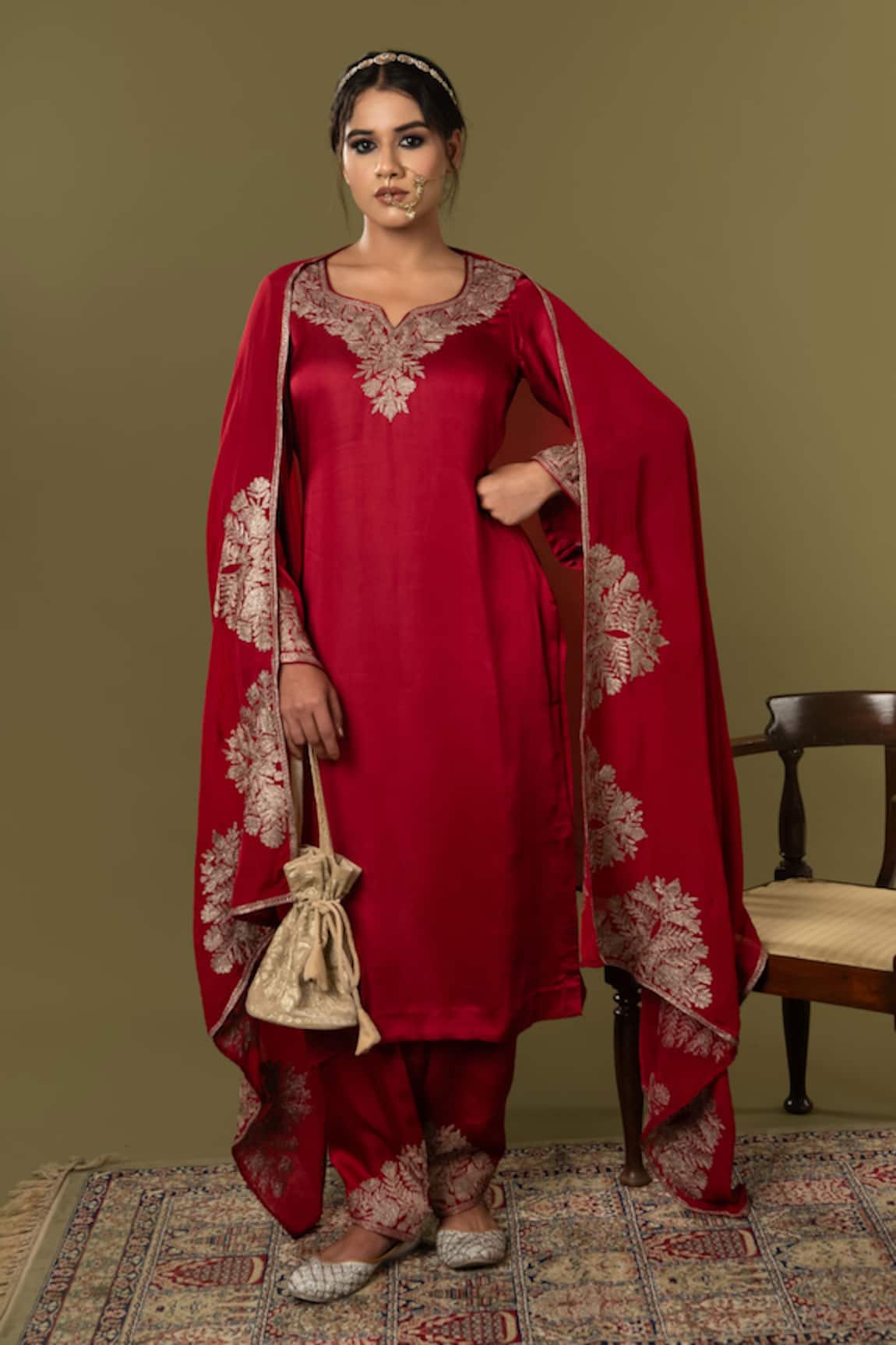 Angad Creations Zarnava Red Kurta Set 
