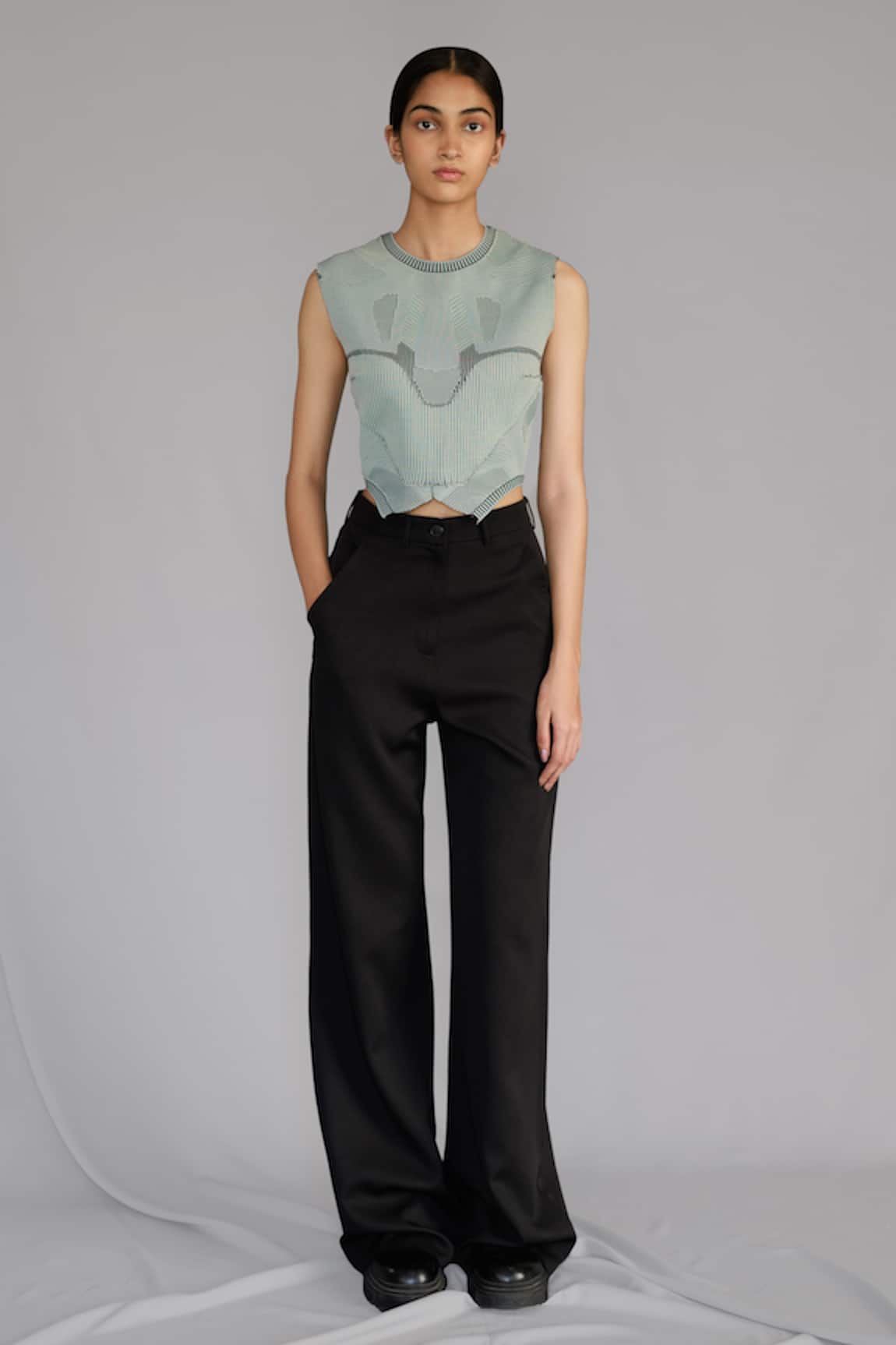 Anurag Gupta Knitted Panel Top & Pant Set 