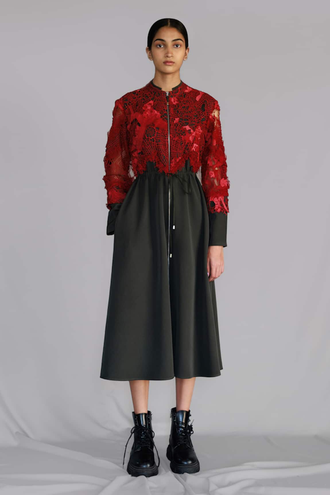 Anurag Gupta Map Embroidery Midi Dress 