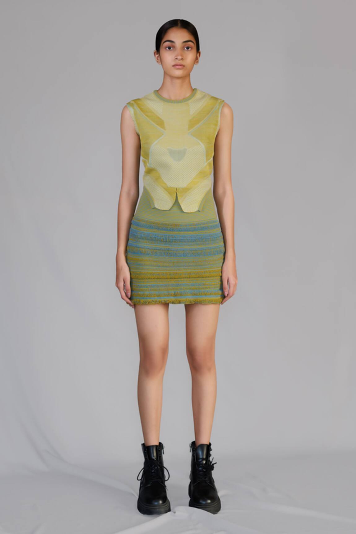 Anurag Gupta Lime Knitted Skirt 