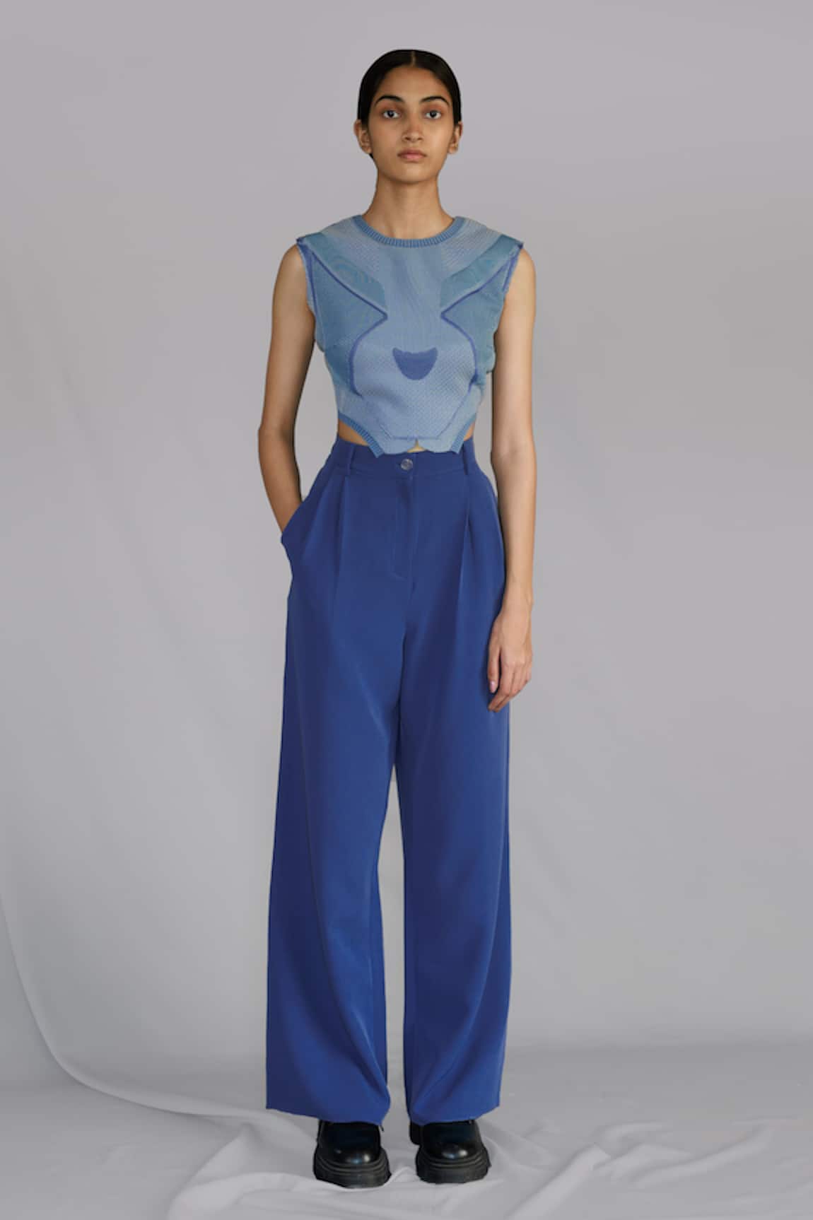 Anurag Gupta Blue Pleated Pants 