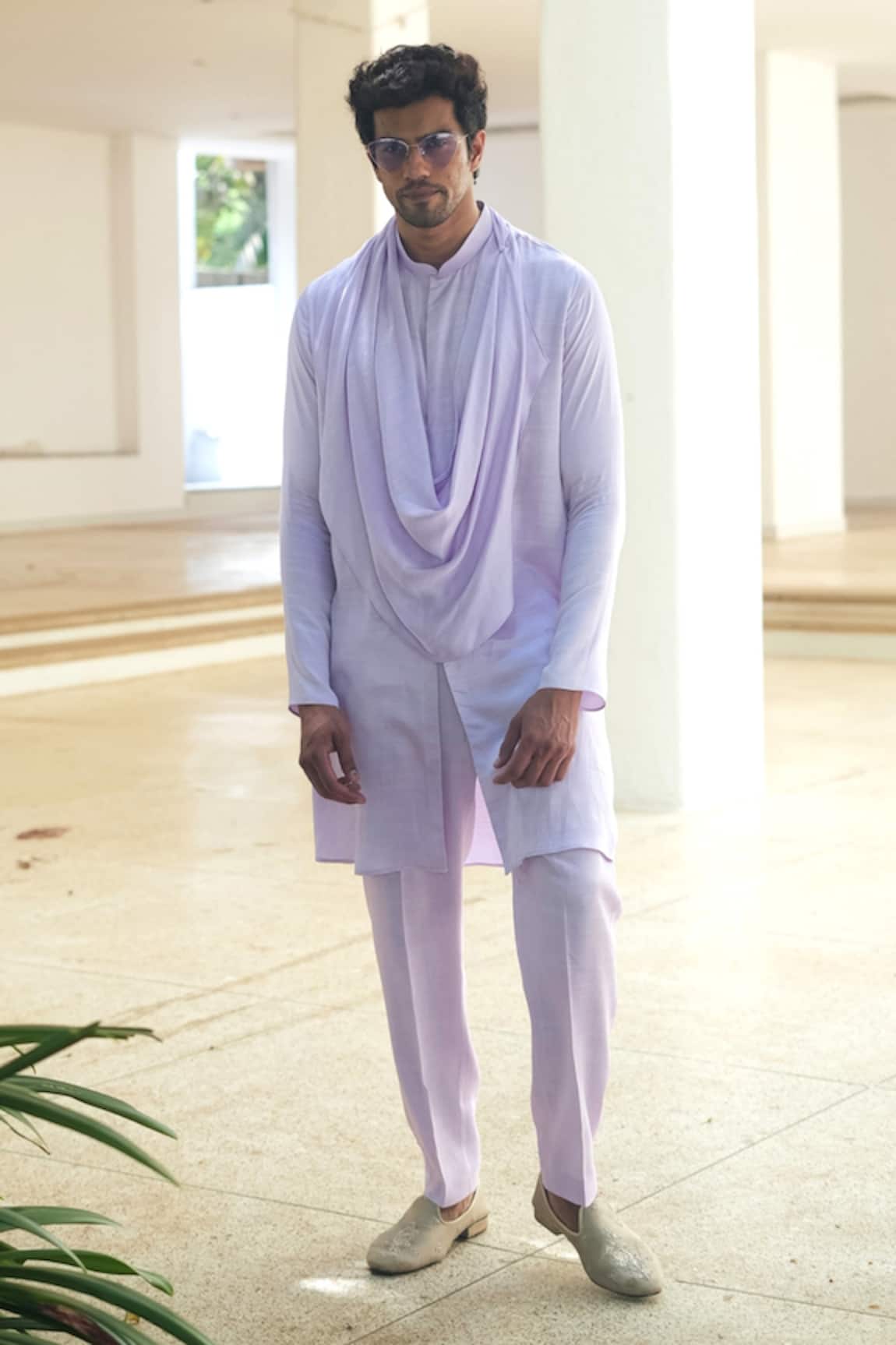 Pooja Bagaria Lavender Cowl Kurta Set 
