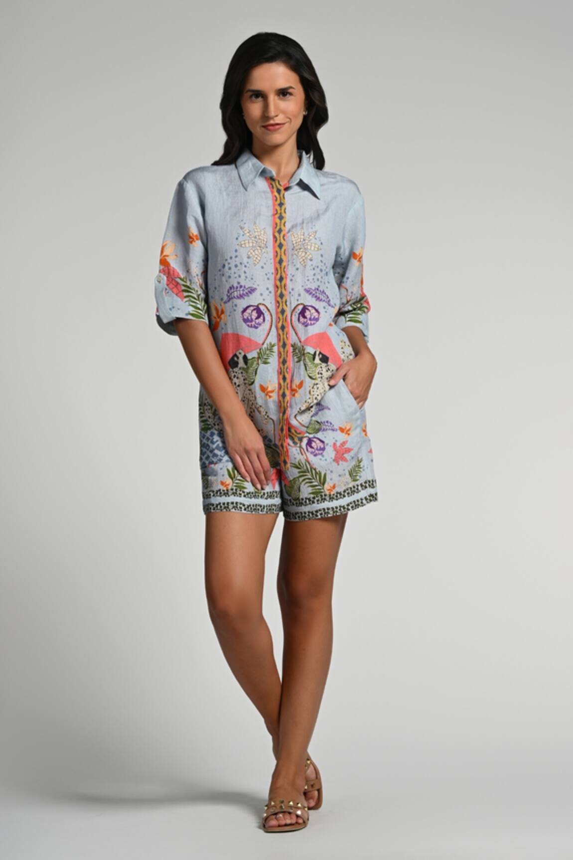 Taroob Monkey Pop Linen Shirt & Shorts Set 