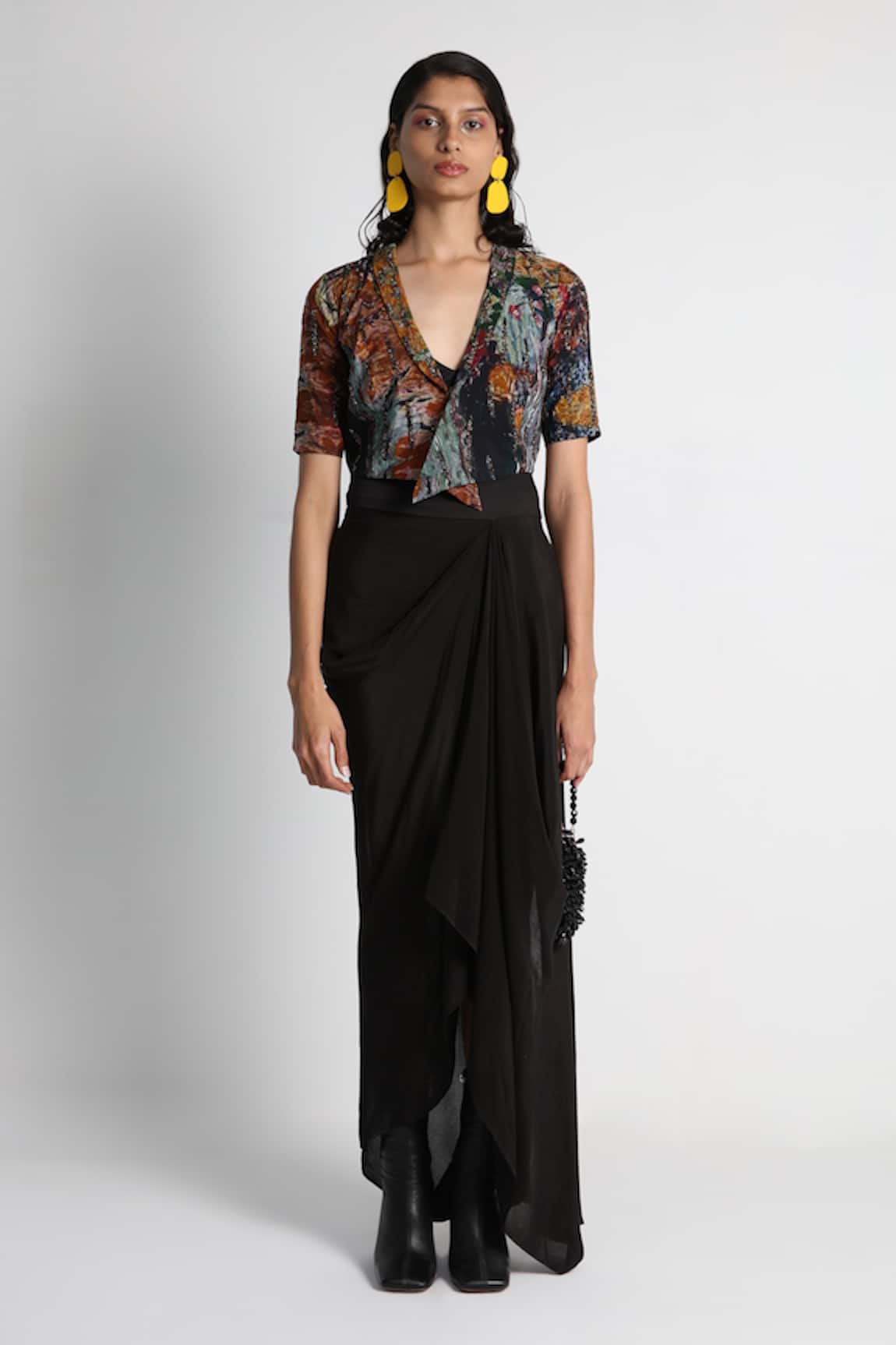 Forty Four Multi Color Hand Embroidered Jacket Set 