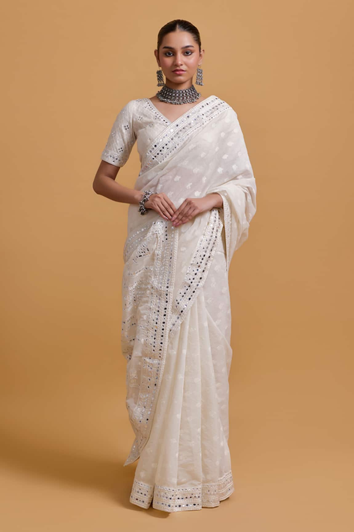 Gulabo By Abu Sandeep Designer Off White Saree Blouse 