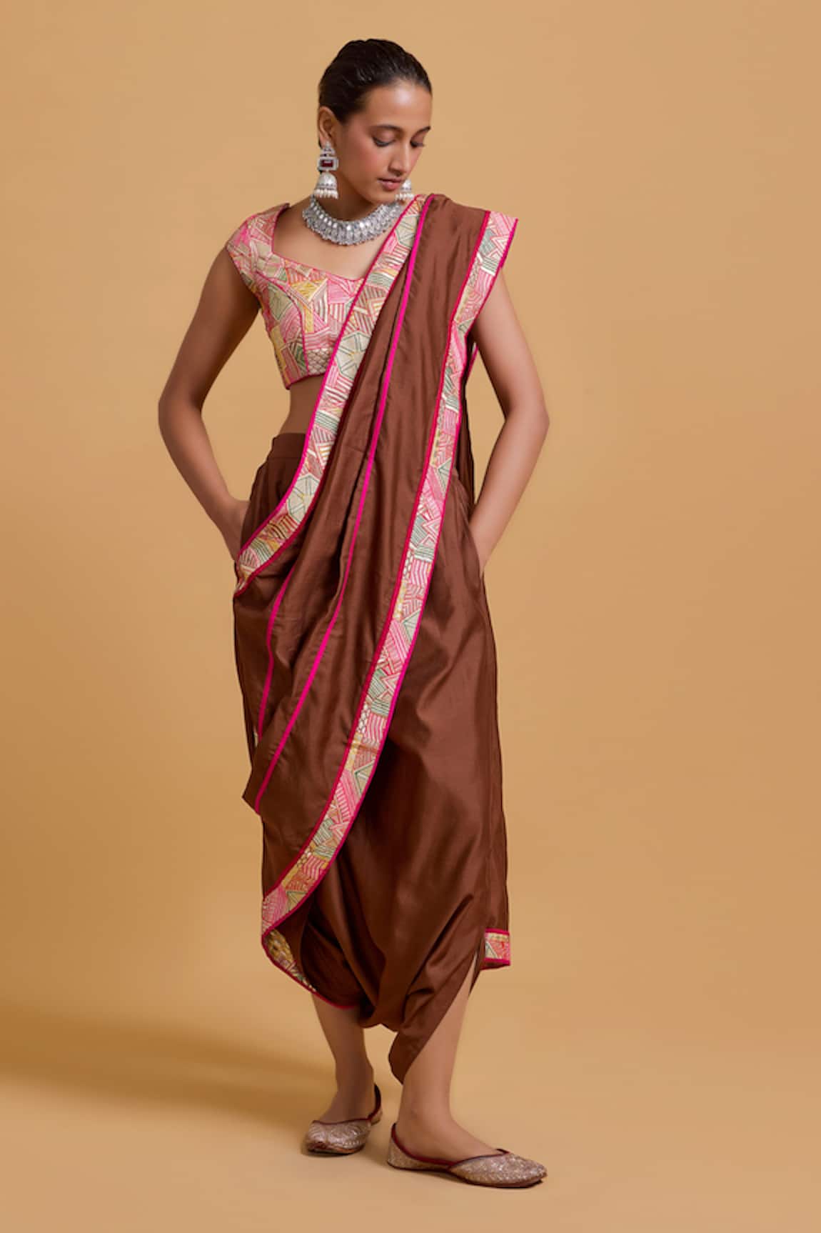 Gulabo By Abu Sandeep Designer Chanderi Dhoti Saree 