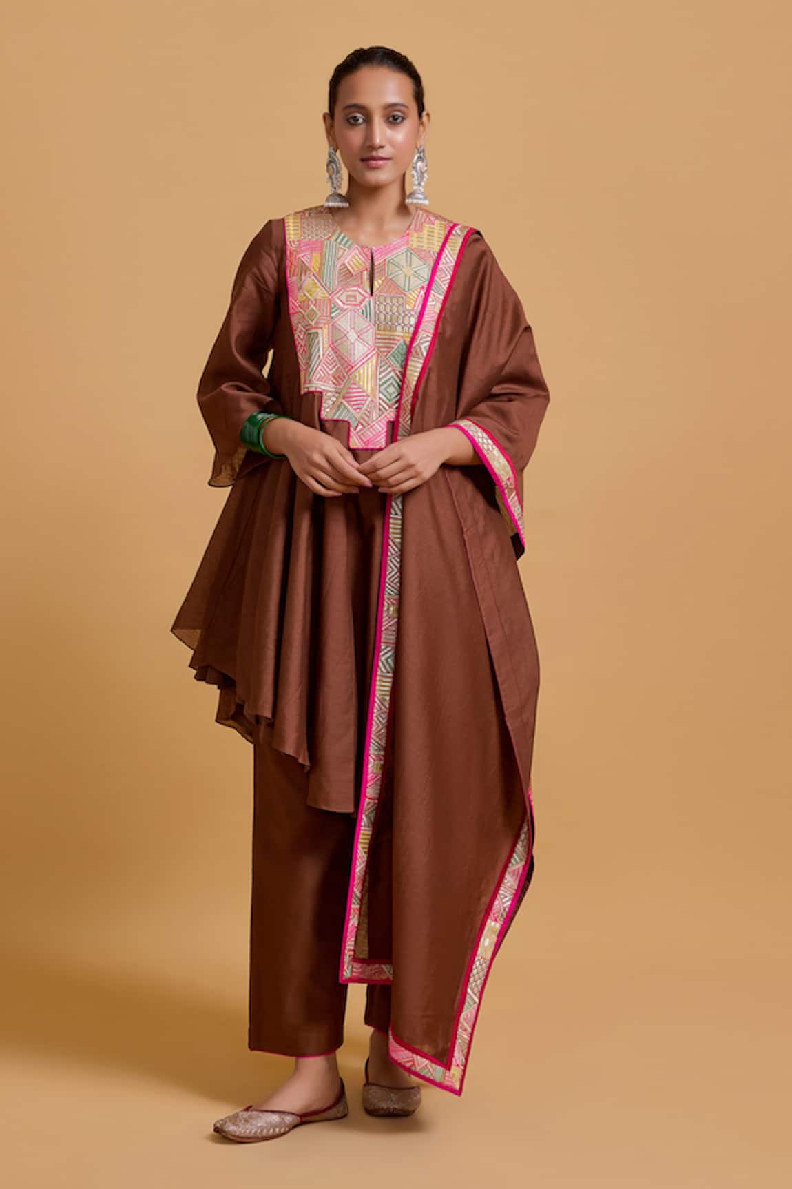 Gulabo By Abu Sandeep Chanderi Embroidered Kurta Pant Set 
