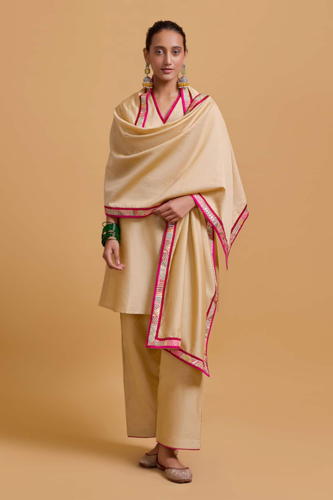 Gulabo By Abu Sandeep Beige Chanderi Dupatta  