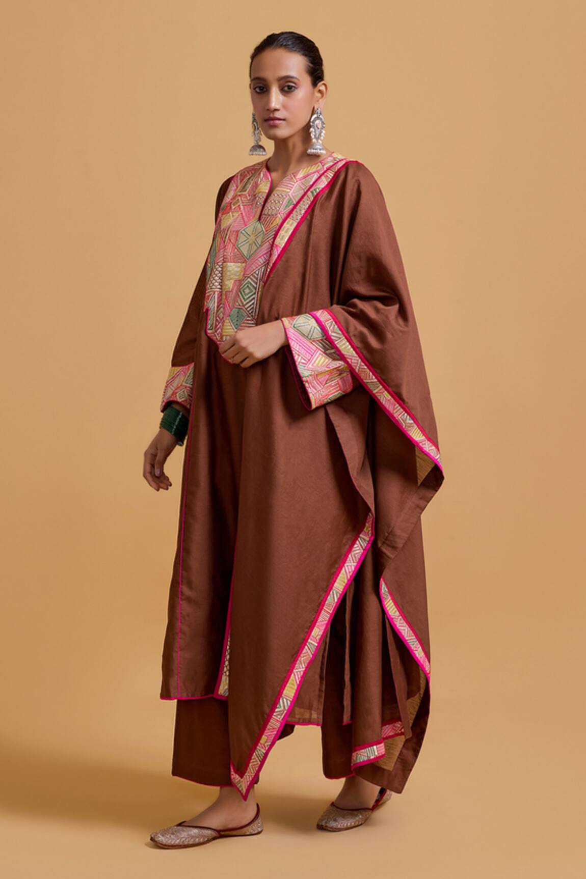 Gulabo By Abu Sandeep Chanderi Embroidered Kurta Pant Set 