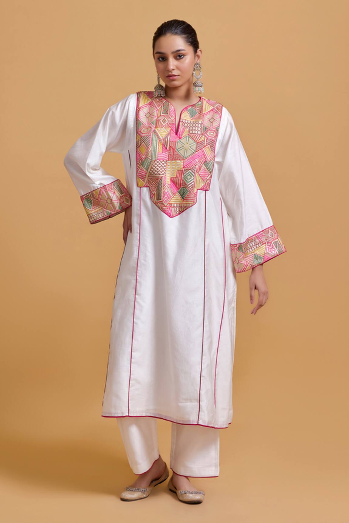 Gulabo By Abu Sandeep Chanderi Embroidered Kurta & Pant Set 