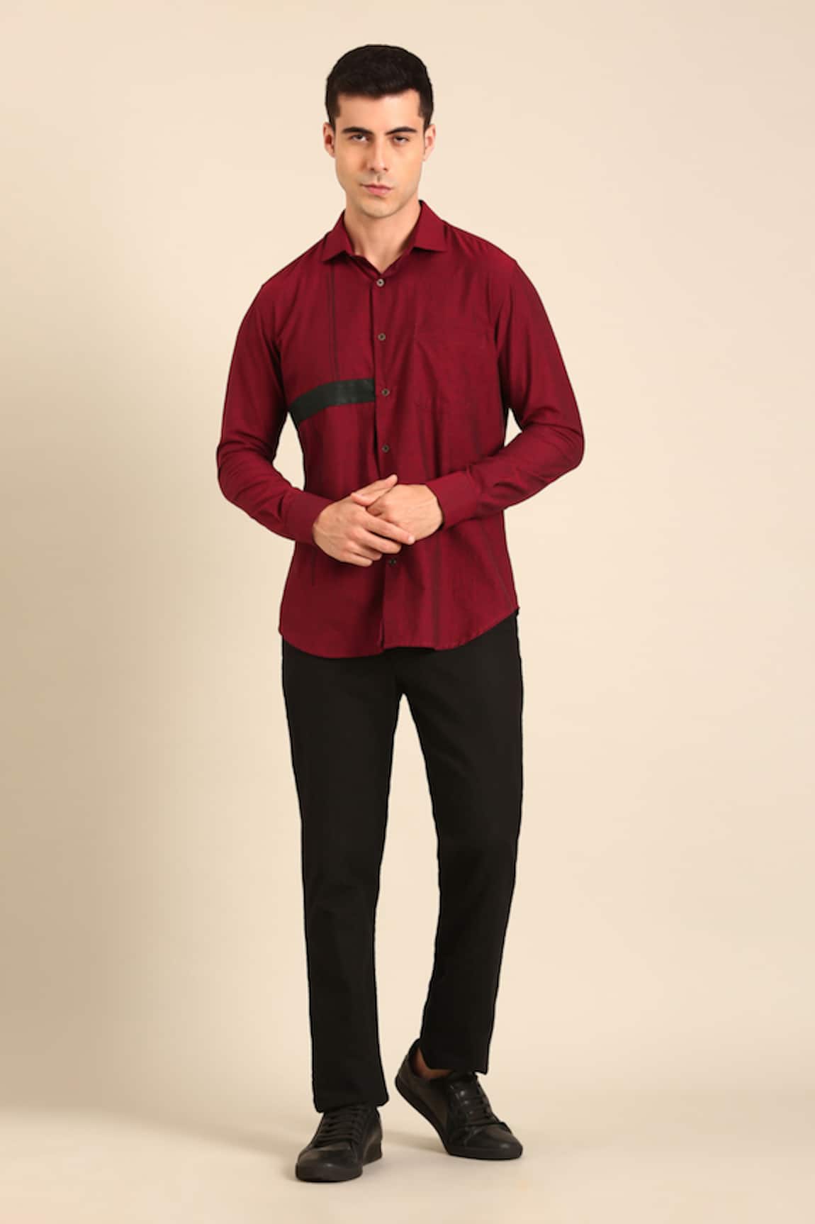 Mayank Modi - Men Designer Maroon Malai Cotton Shirt 