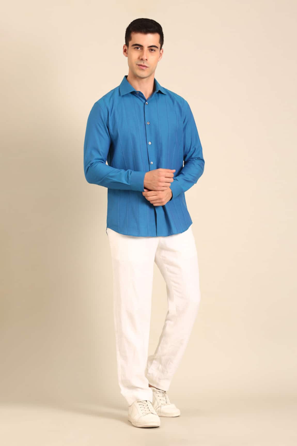 Mayank Modi - Men Designer Malai Cotton Shirt 