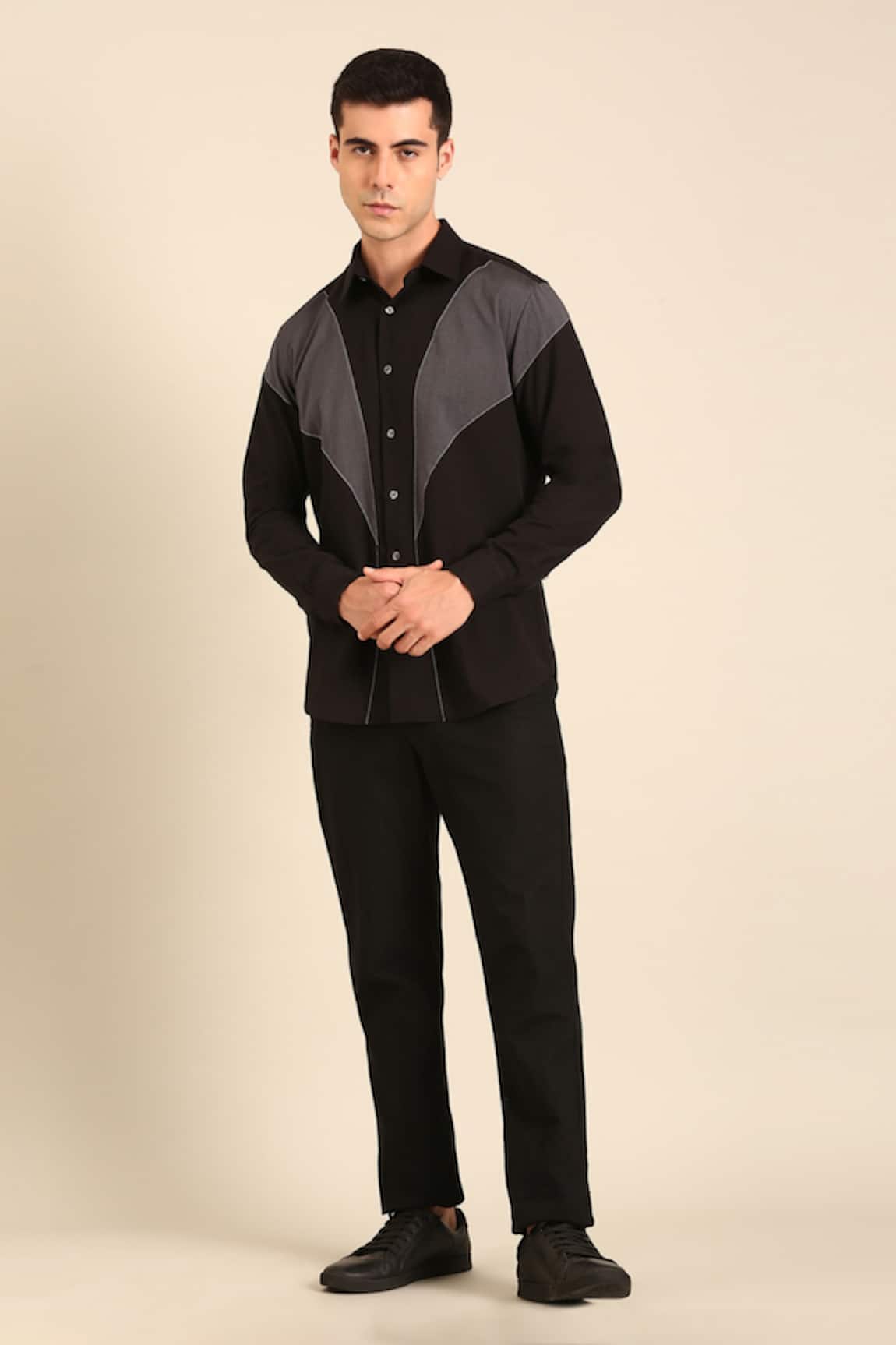 Mayank Modi - Men Black Charcoal Malai Cotton Shirt 