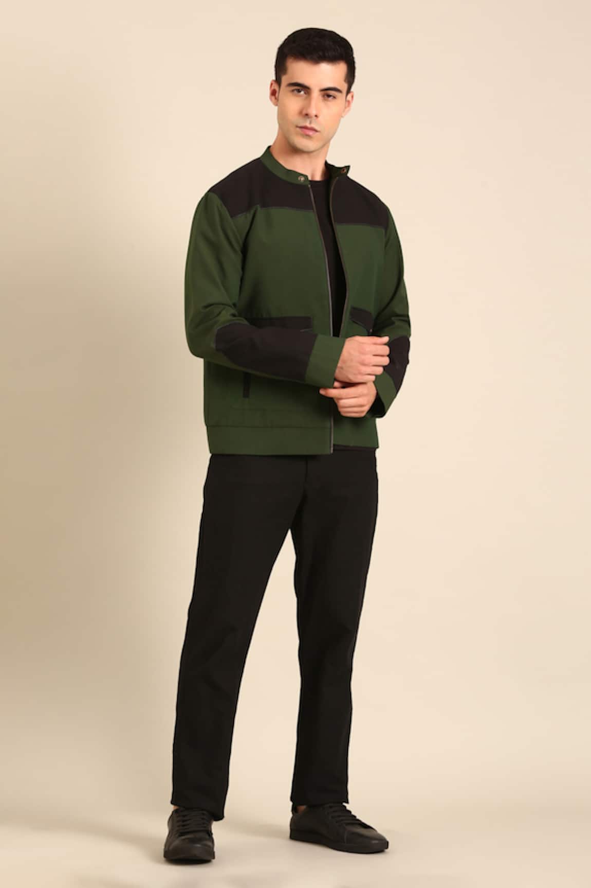 Mayank Modi - Men Green Malai Cotton Bomber Jacket 