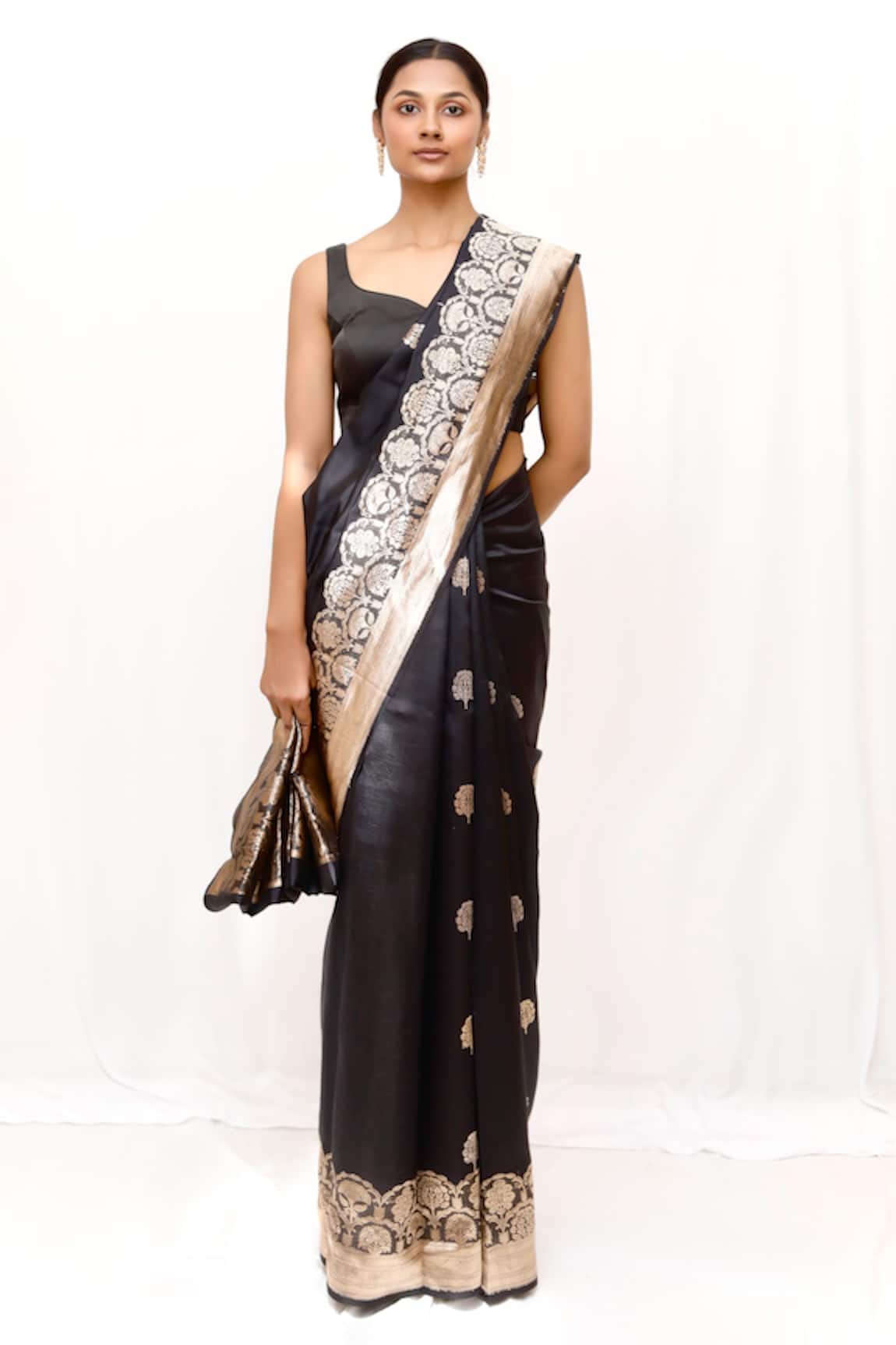 Neha & Tarun Black Silk Designer Saree 