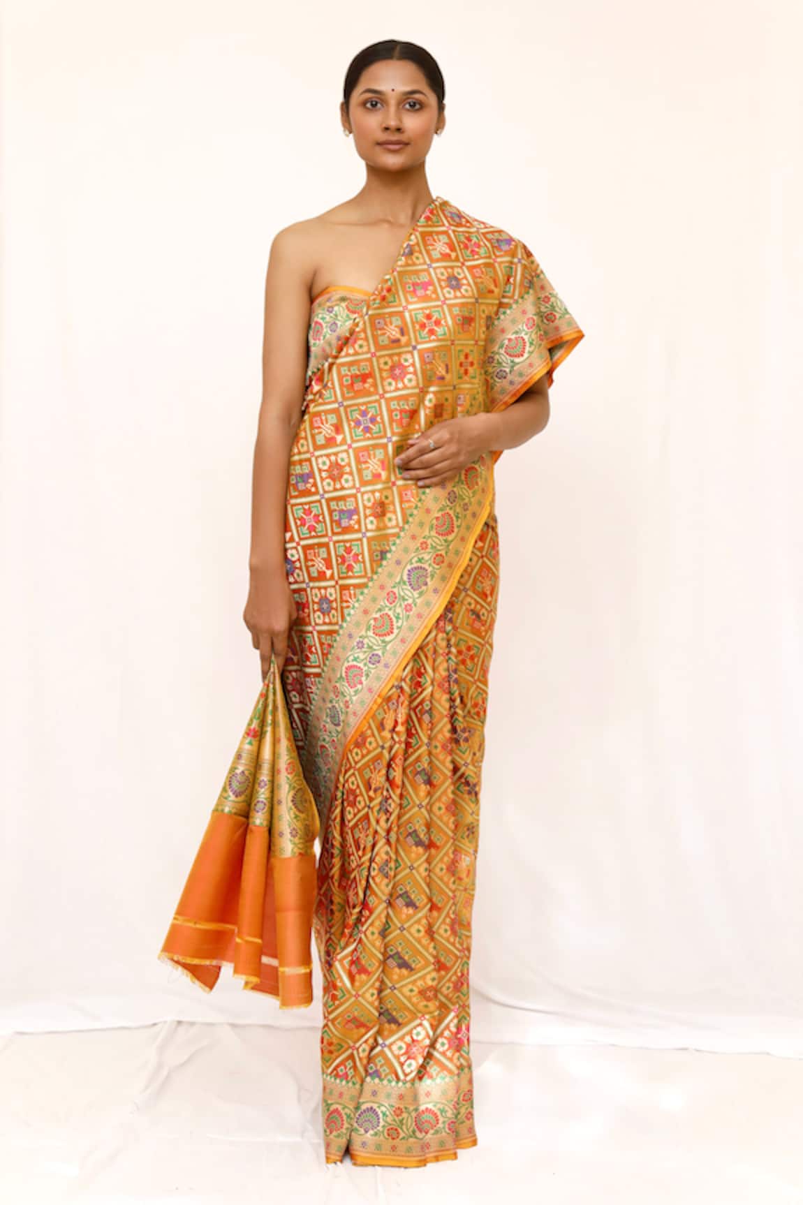 Neha & Tarun Designer Yellow Silk Saree with Unstitched Blouse piece 