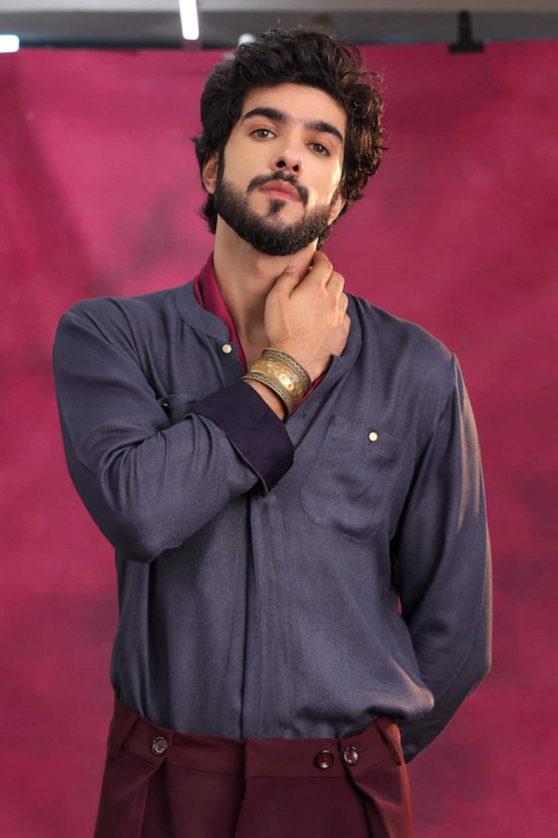 Jatin Malik Greyish Blue Designer Set 