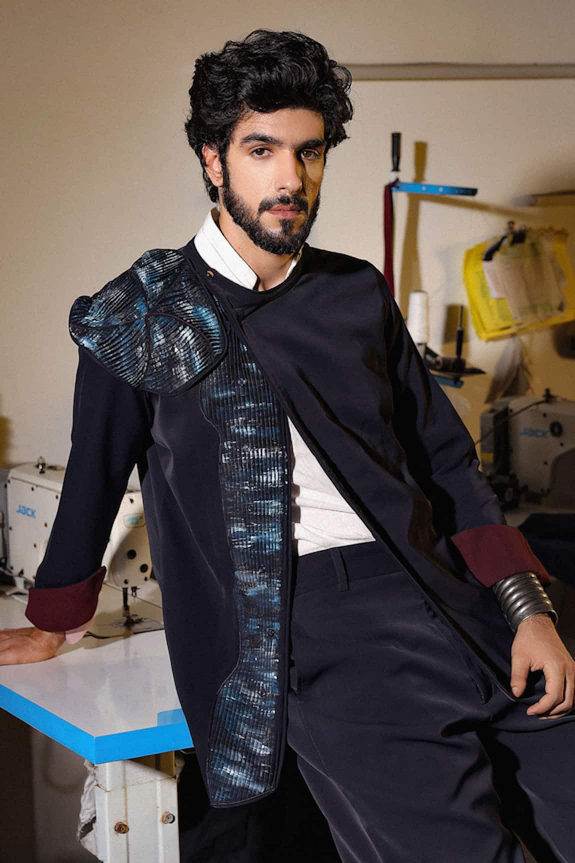 Jatin Malik Midnight Blue Water Lily Set 