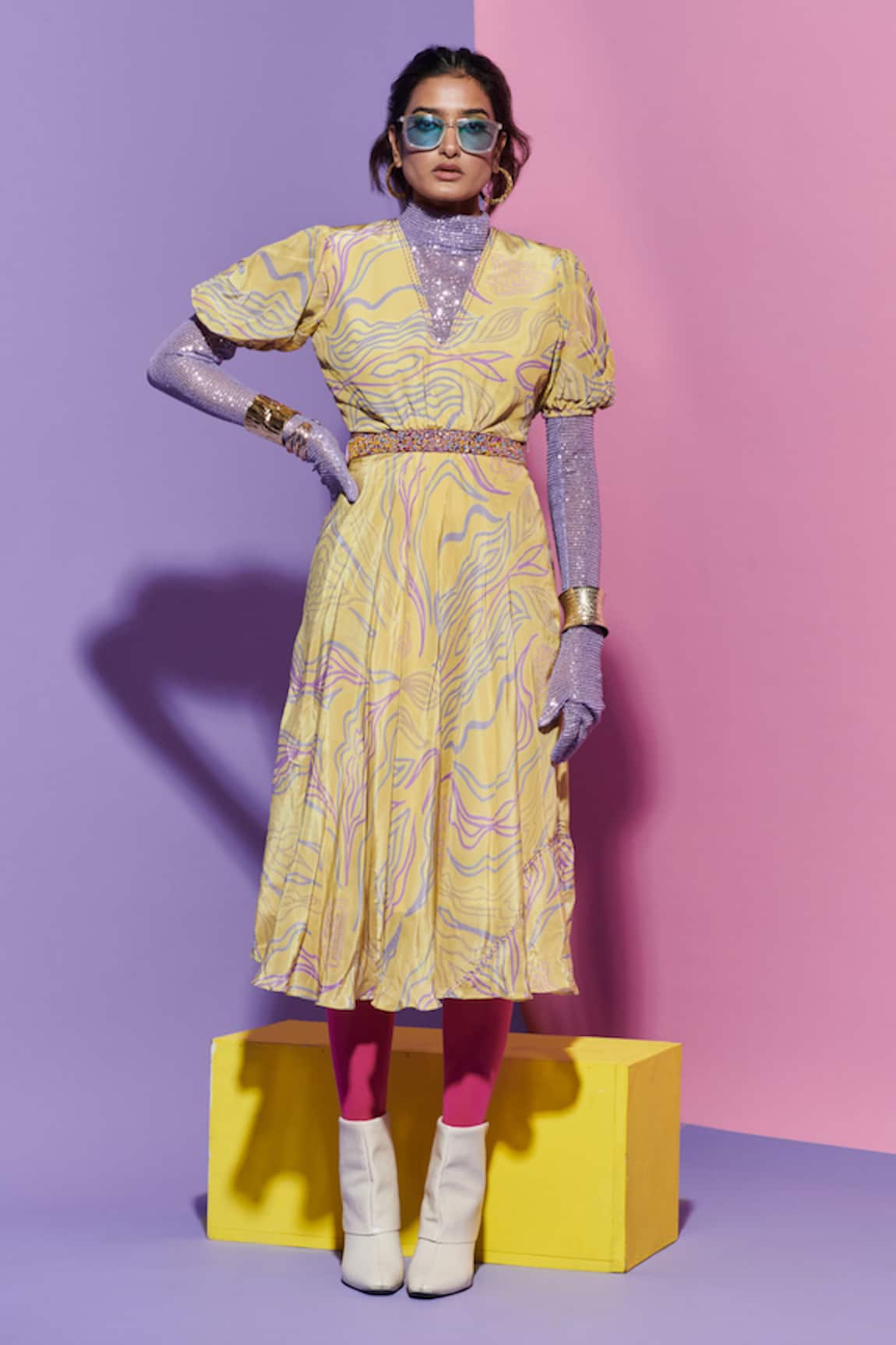 Esha L Amin Amoeba Print Maxi Dress 