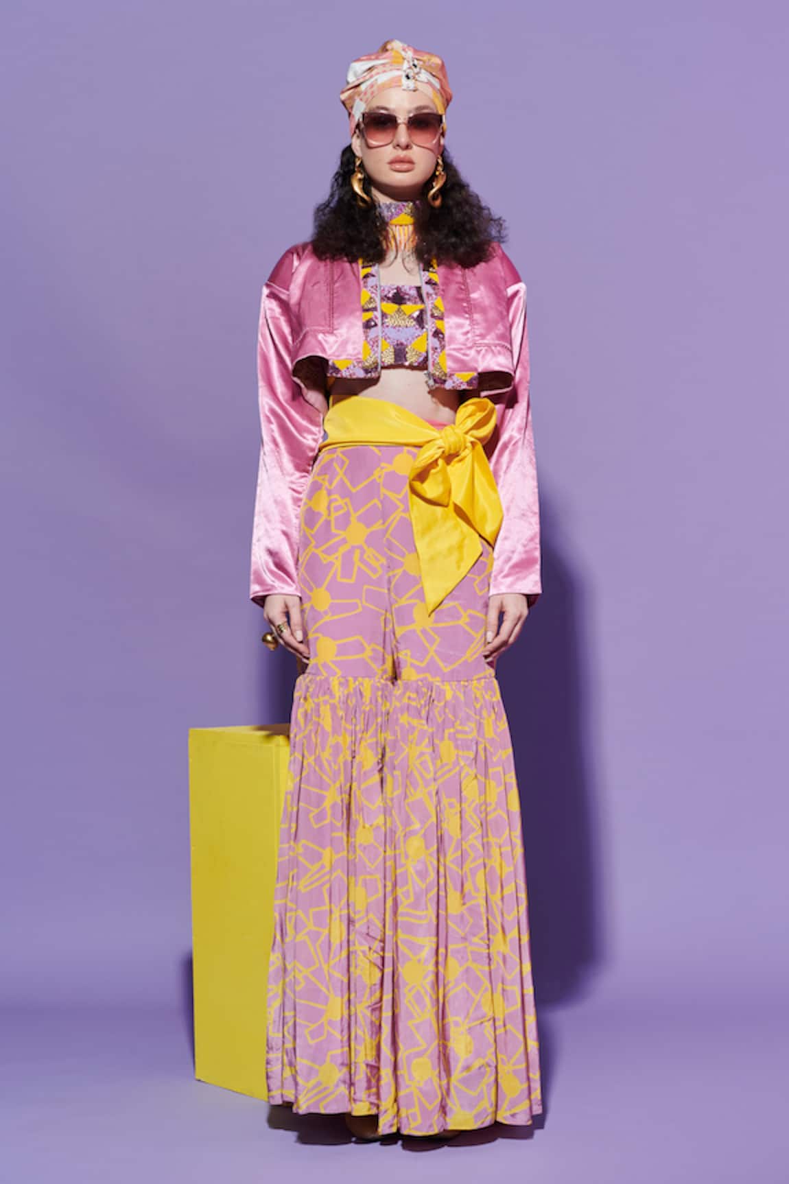 Esha L Amin Embroidered Lavender Satin Jacket