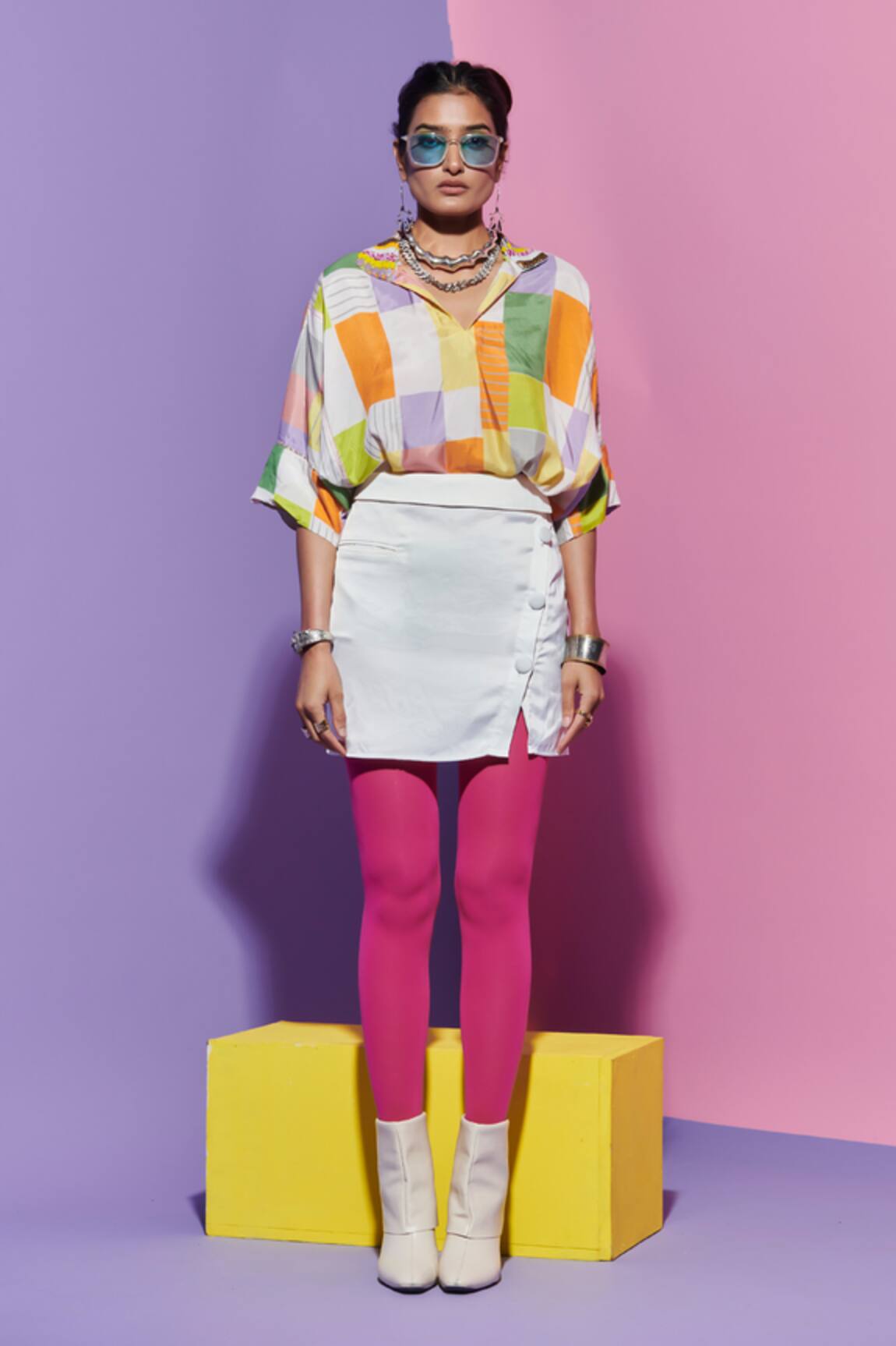 Esha L Amin Multicolour Square Print Top 