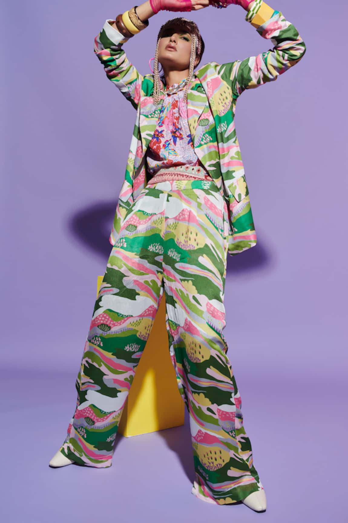 Esha L Amin Butterfly Print Long Sleeve Top 