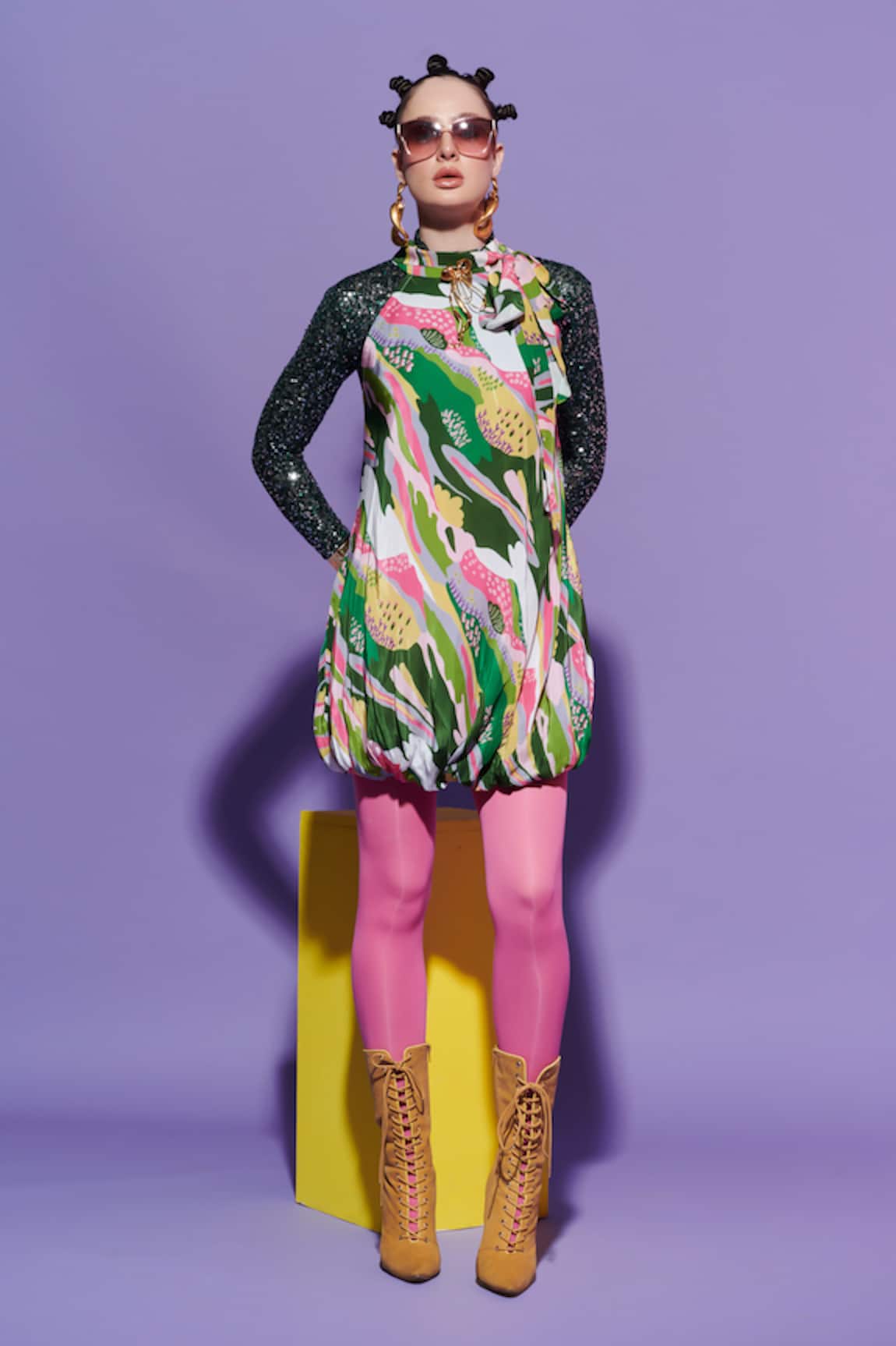 Esha L Amin Bubble Hem Scenery Dress 