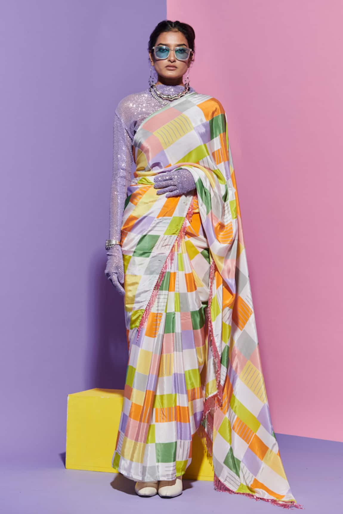 Esha L Amin Square Print Designer Saree 