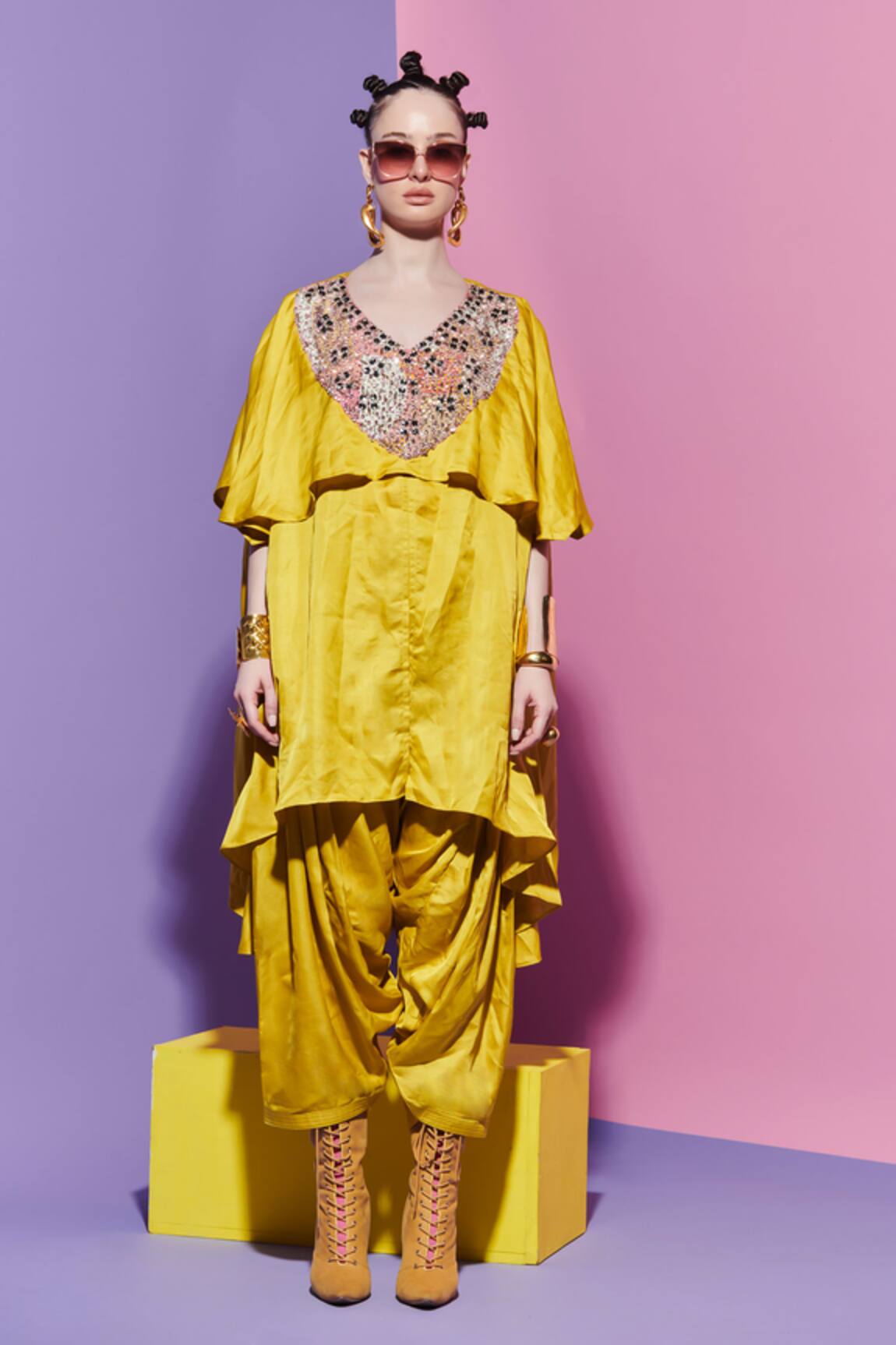 Esha L Amin Designer Yellow Dhoti Pant 