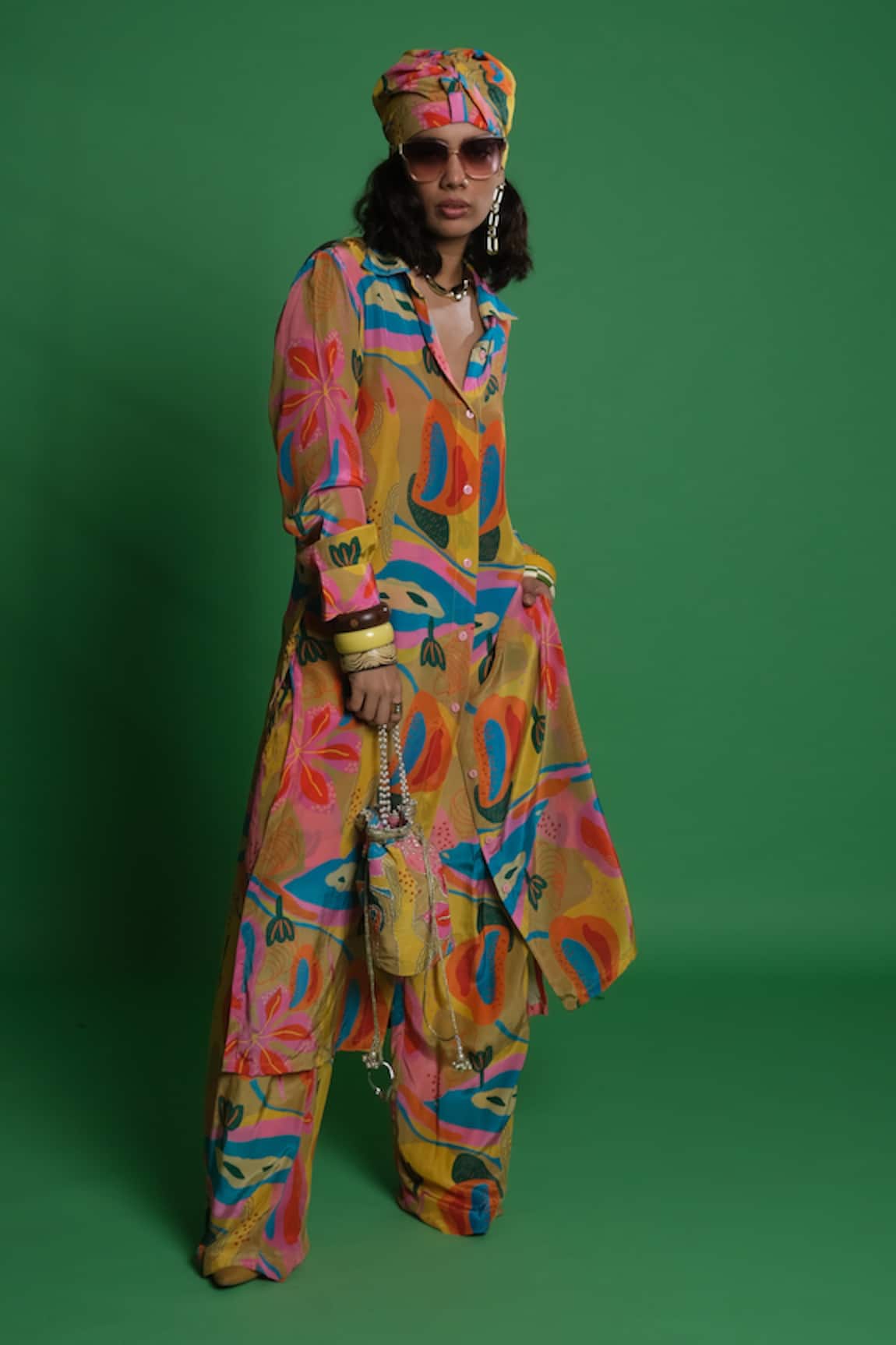 Esha L Amin Croissant Print Palazzo 