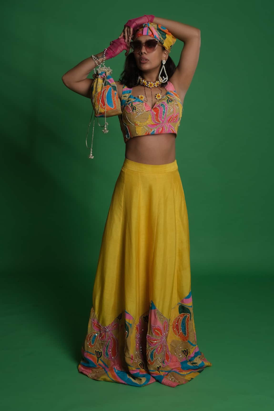 Esha L Amin Croissant Embroidered Blouse 