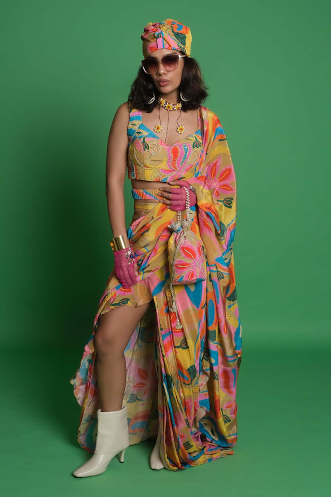 Esha L Amin Croissant Pre Draped Ruffle Saree 