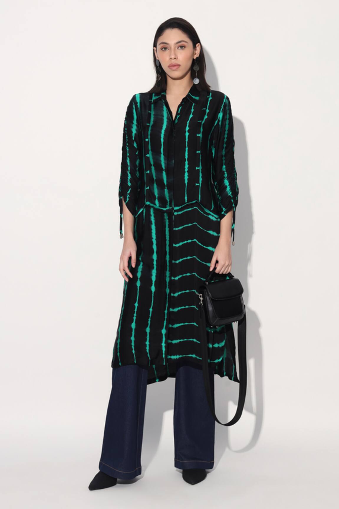 Linetribe_ Black Green Designer Dress